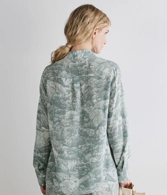 Camicia con colletto in seta stampata