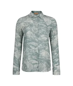 Camicia con colletto in seta stampata