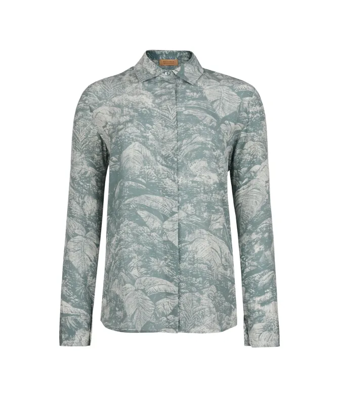 Camicia con colletto in seta stampata