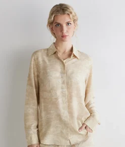 Camicia con colletto in seta stampata