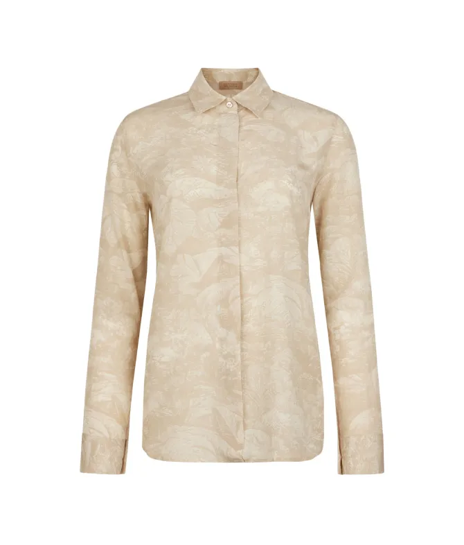 Camicia con colletto in seta stampata
