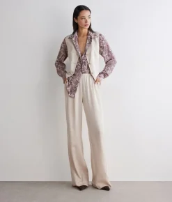 Camicia con colletto in seta stampata