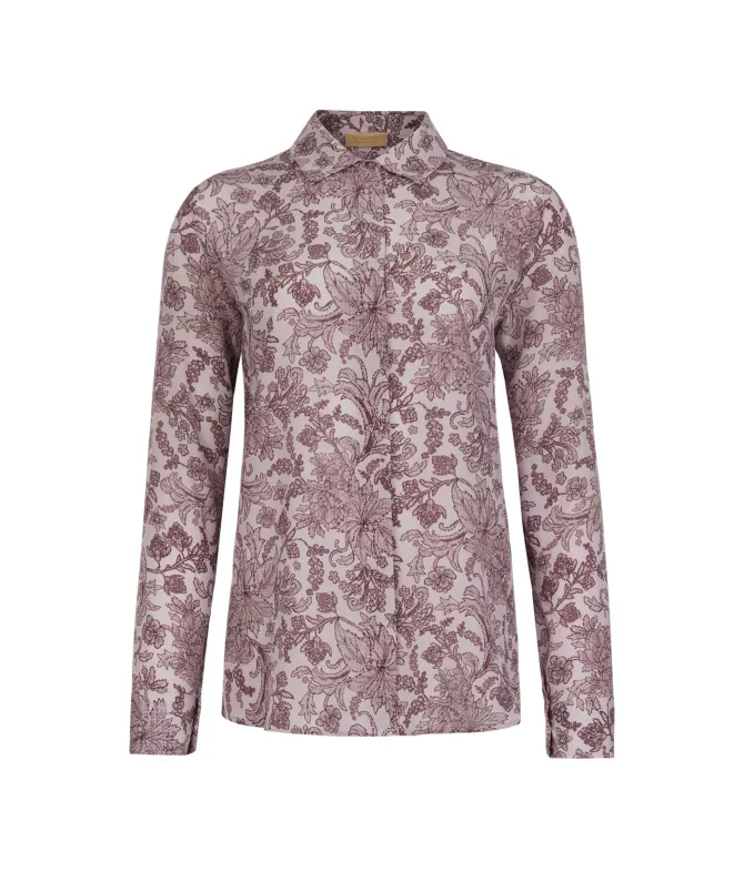 Camicia con colletto in seta stampata