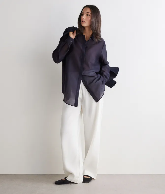 Camicia in mussola di cotone e seta
