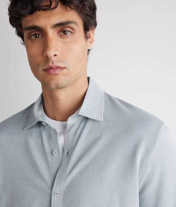Camicia in piquet di cotone e seta