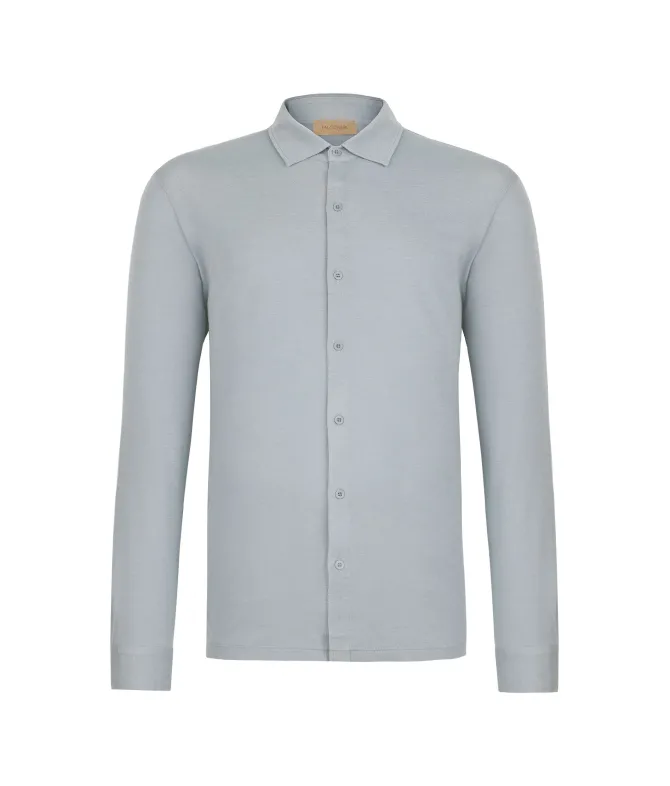 Camicia in piquet di cotone e seta