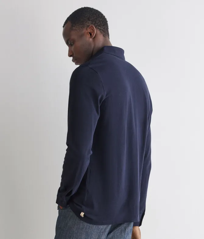 Camicia in piquet di cotone e seta