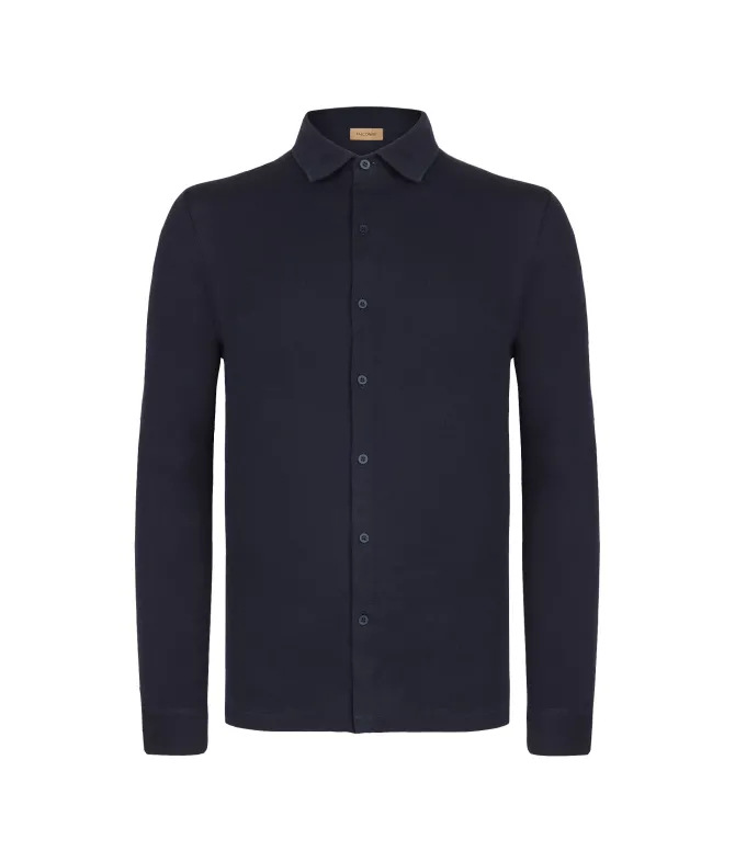 Camicia in piquet di cotone e seta