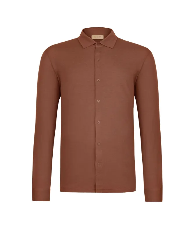 Camicia in piquet di cotone e seta