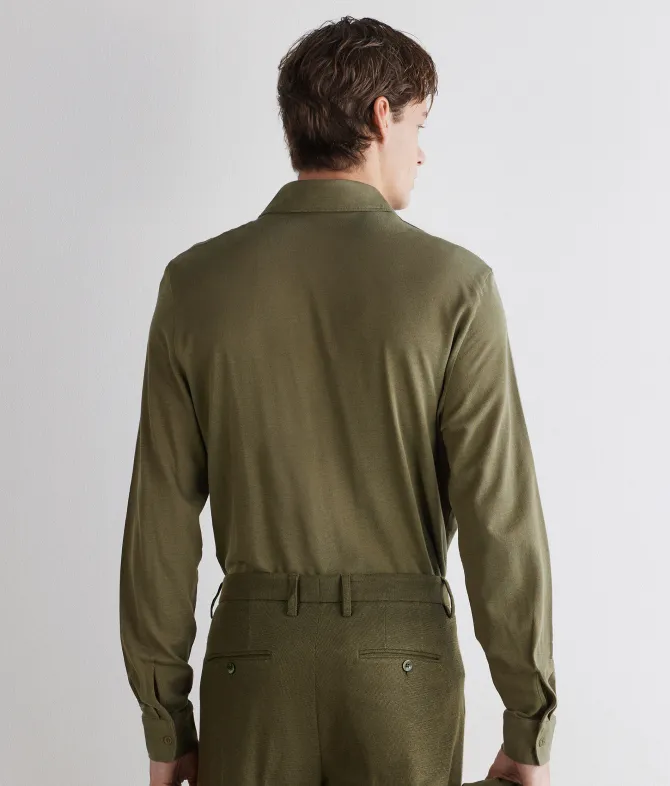Camicia in piquet di cotone e seta