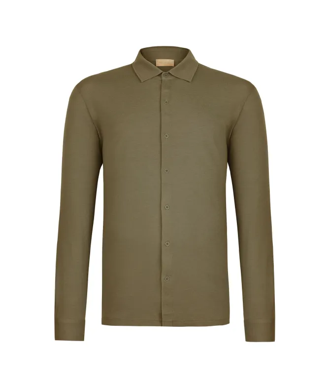 Camicia in piquet di cotone e seta