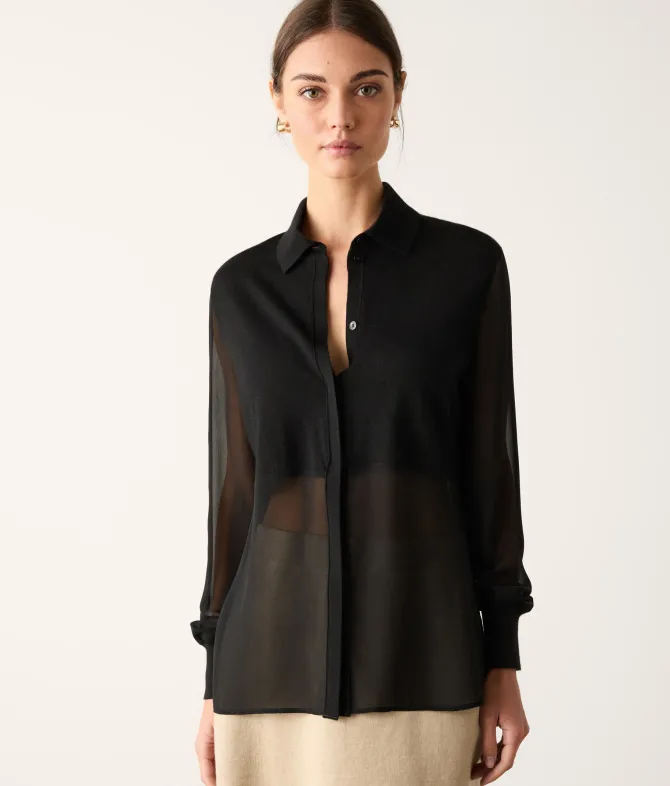 Camicia in seta e cashmere