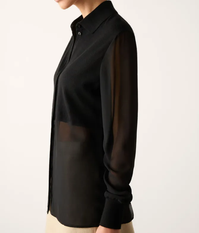 Camicia in seta e cashmere