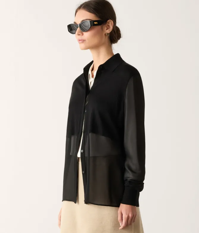 Camicia in seta e cashmere