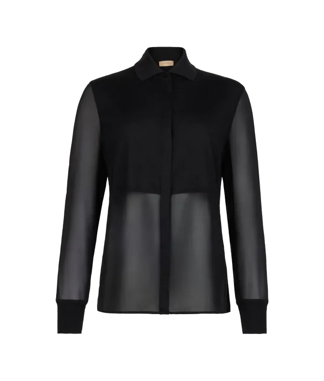 Camicia in seta e cashmere