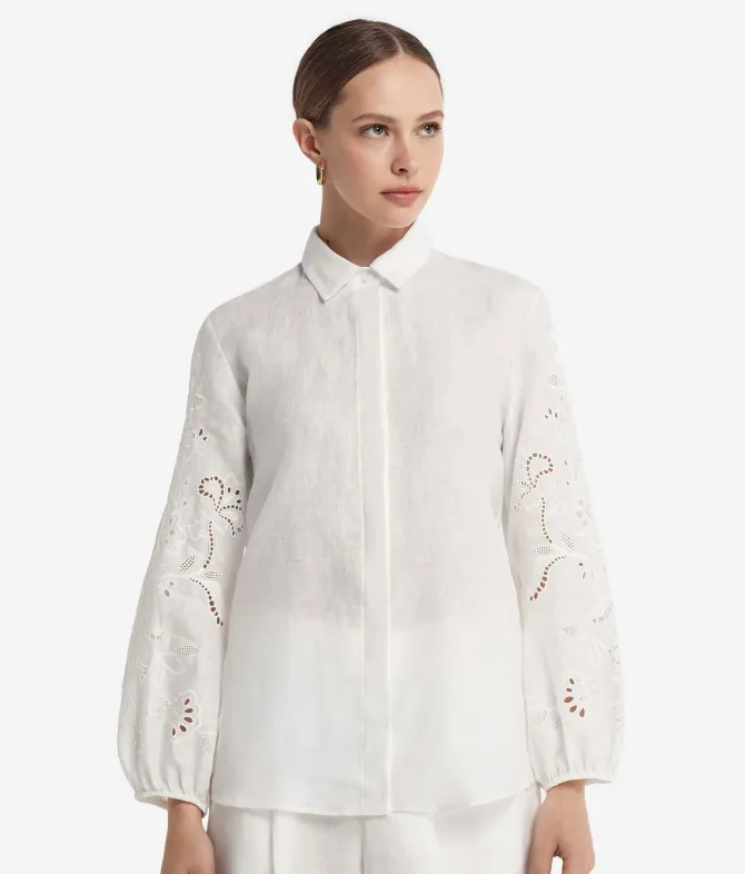 Camicia ricamata in lino