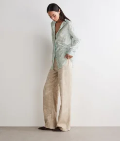 Camicia stampata in cotone e seta