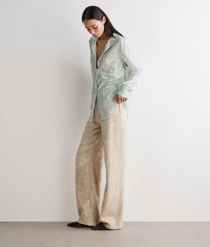 Camicia stampata in cotone e seta