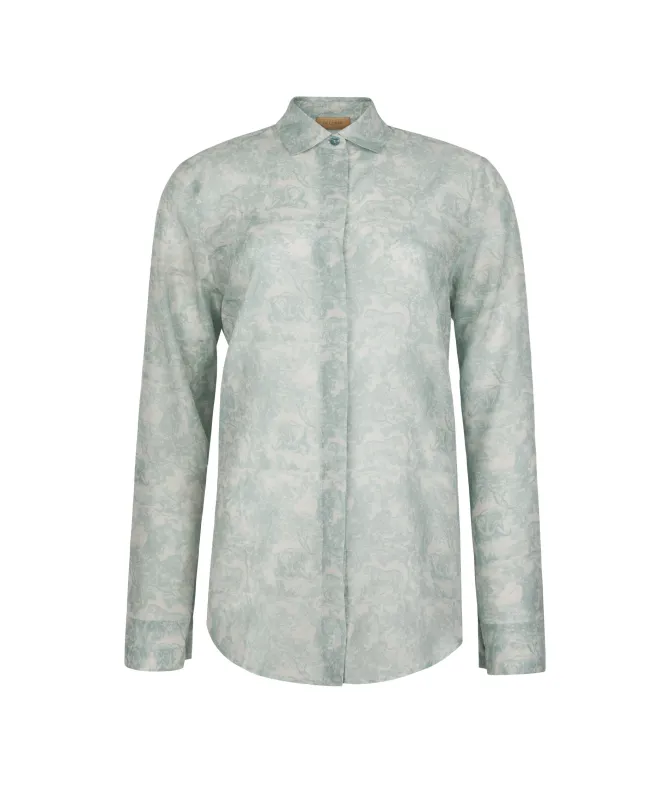 Camicia stampata in cotone e seta