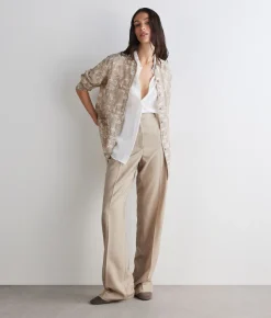 Camicia stampata in cotone e seta