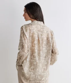 Camicia stampata in cotone e seta