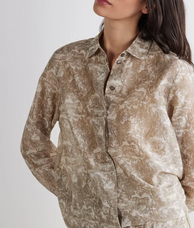 Camicia stampata in cotone e seta