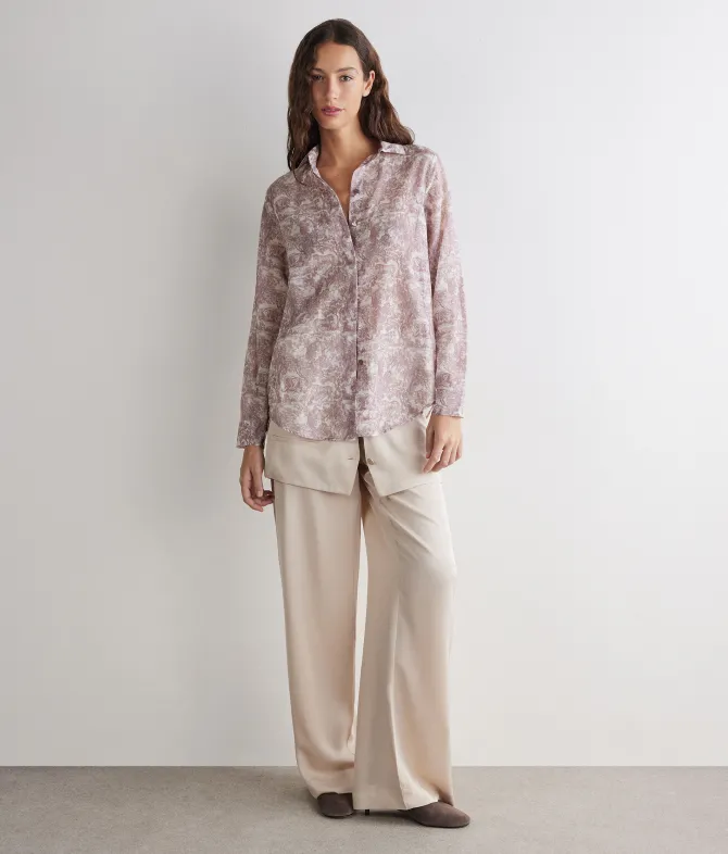 Camicia stampata in cotone e seta