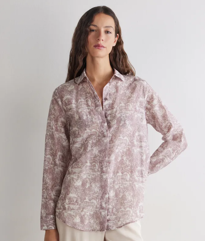 Camicia stampata in cotone e seta
