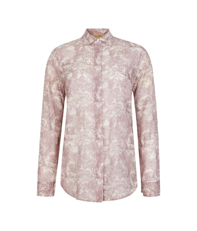 Camicia stampata in cotone e seta