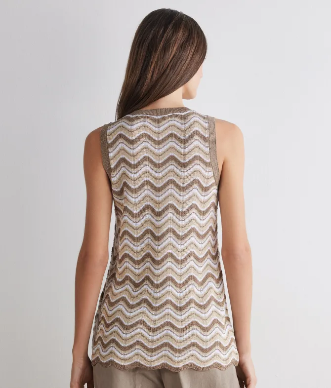 Canotta chevron lamé
