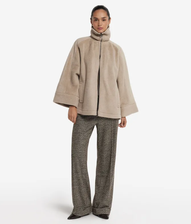 Cappa con zip in cashmere