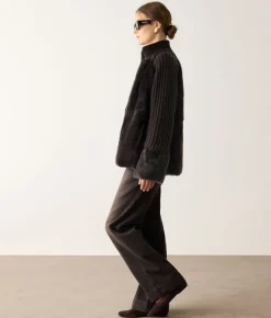 Cappotto in cashmere con inserti in pelliccia