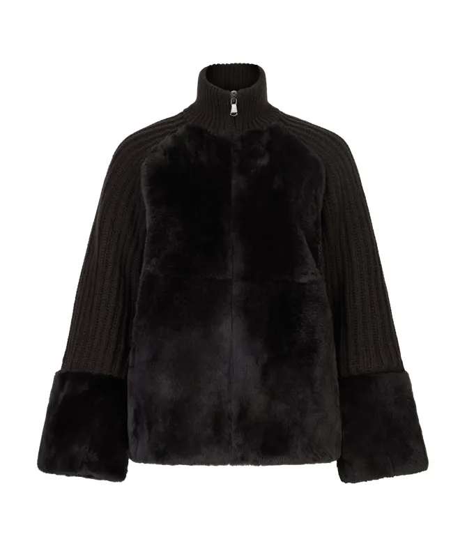 Cappotto in cashmere con inserti in pelliccia
