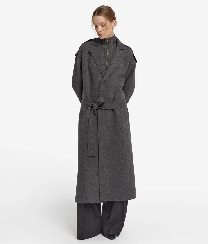Cappotto lungo con cintura in Cashmere Ultrasoft