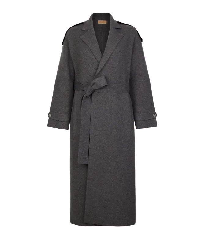 Cappotto lungo con cintura in Cashmere Ultrasoft