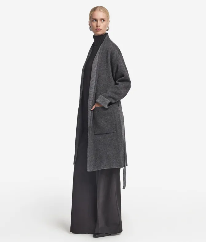 Cappotto reversibile in cashmere spinato