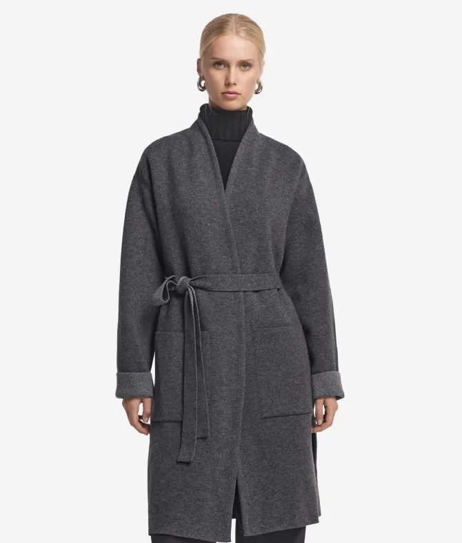 Cappotto reversibile in cashmere spinato