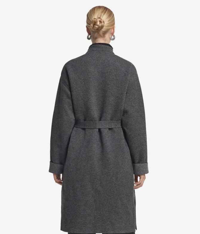 Cappotto reversibile in cashmere spinato