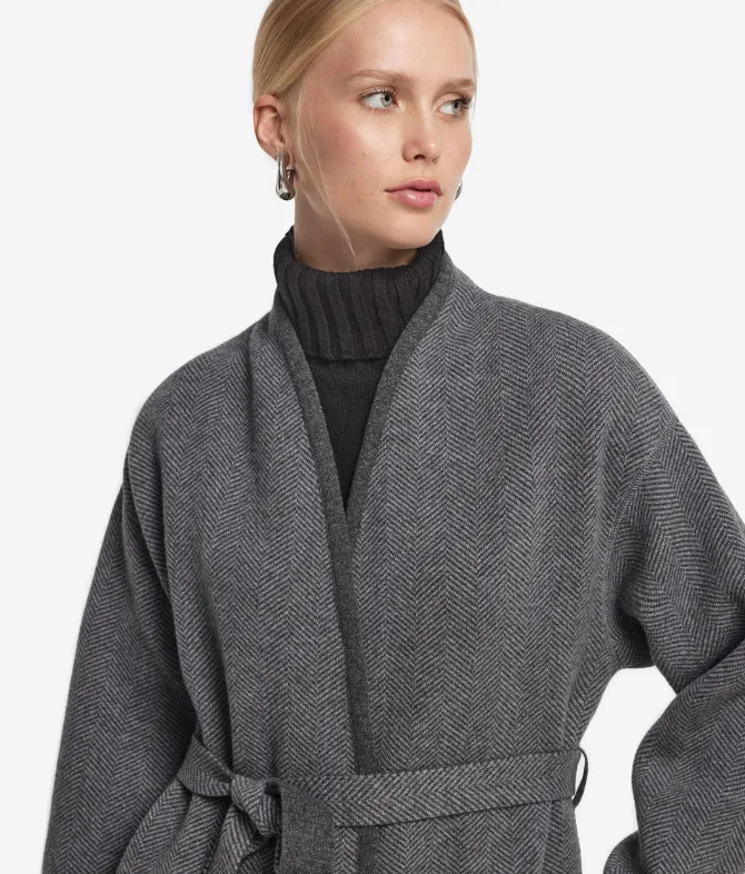 Cappotto reversibile in cashmere spinato