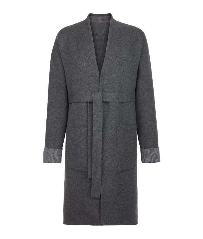 Cappotto reversibile in cashmere spinato
