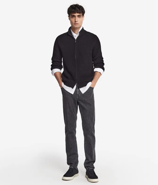 Cardigan a coste in Cashmere Ultrasoft