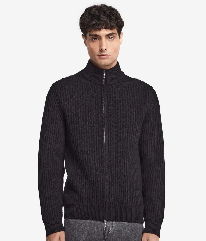 Cardigan a coste in Cashmere Ultrasoft