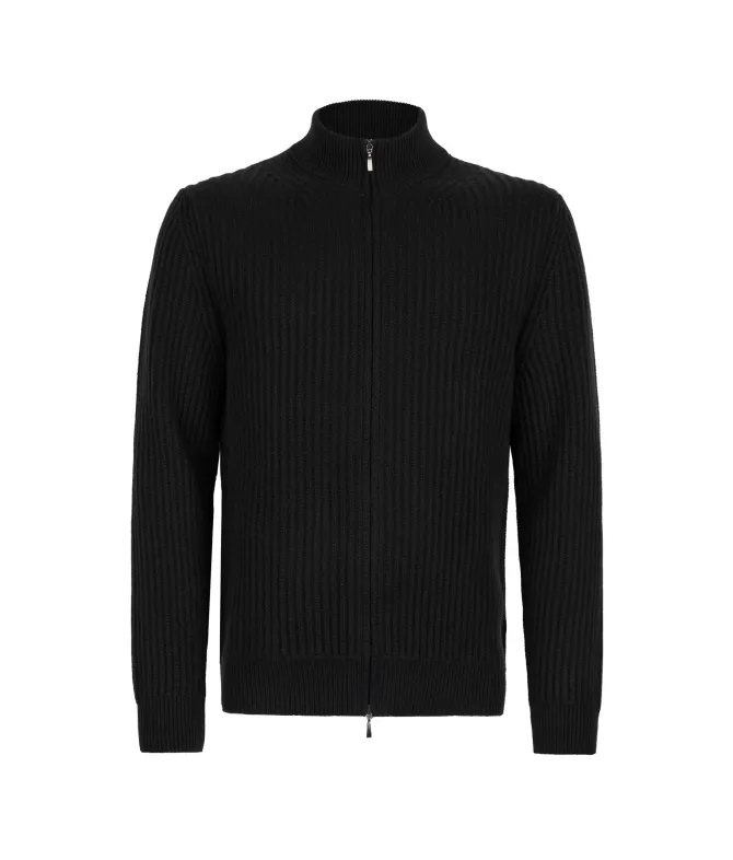 Cardigan a coste in Cashmere Ultrasoft