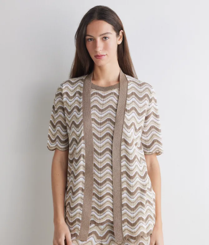 Cardigan chevron lamé