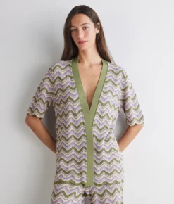 Cardigan chevron lamé