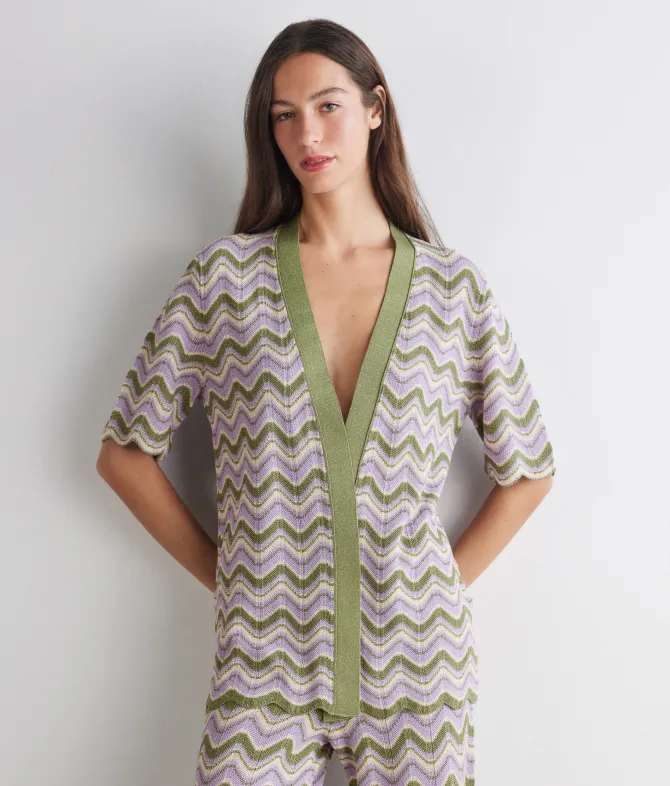 Cardigan chevron lamé