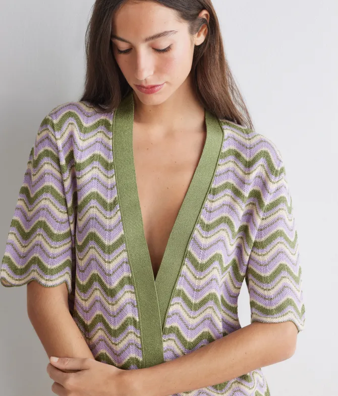Cardigan chevron lamé