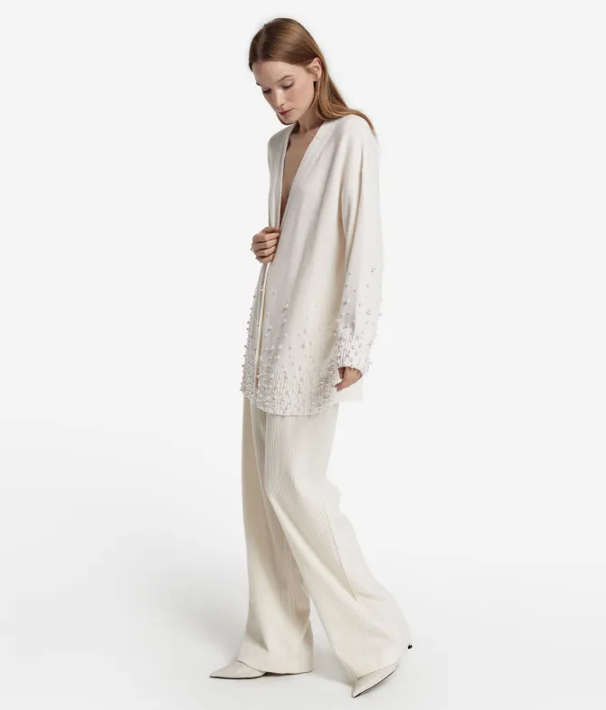 Cardigan con perle in Cashmere Ultrasoft