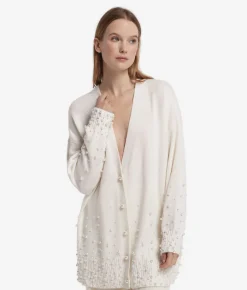 Cardigan con perle in Cashmere Ultrasoft