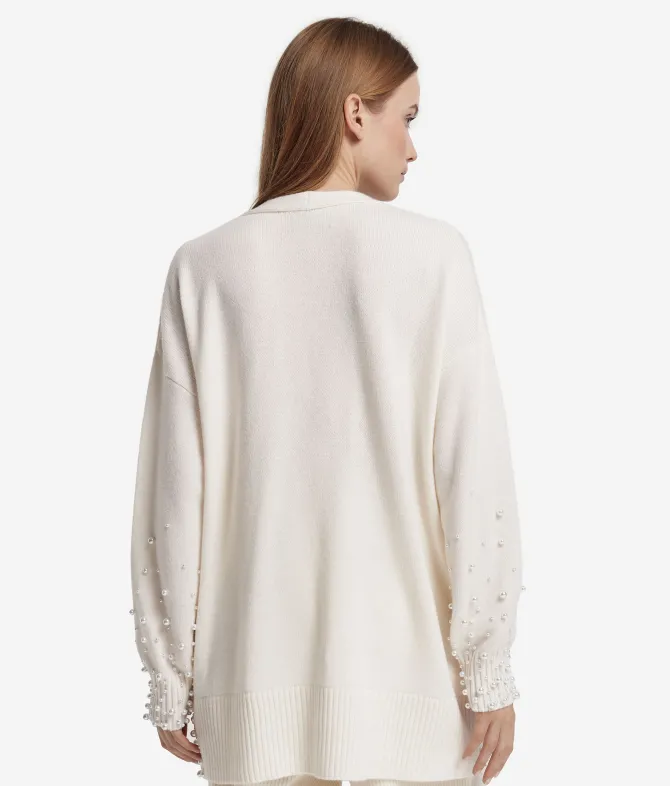 Cardigan con perle in Cashmere Ultrasoft